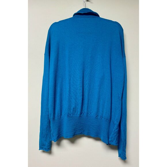 STELLA MCCARTNEY Wool/Cashmere Blue Ruffle Front Cardigan, Sz 40 (S) - Picture 5 of 10